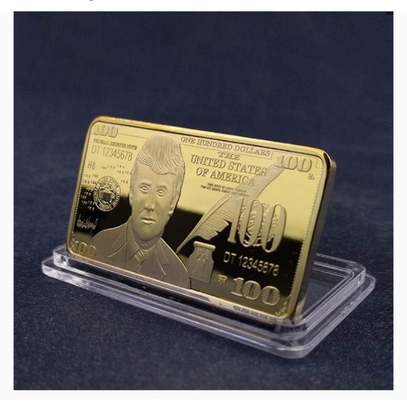 Gold plated trump $100 Gold bar - Picture 2 of 3
